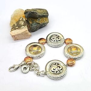 Brighton "SONIA'S CIRCLE" Shiny Tri-Color Swirls, Lines, & Scrolled Bracelet!